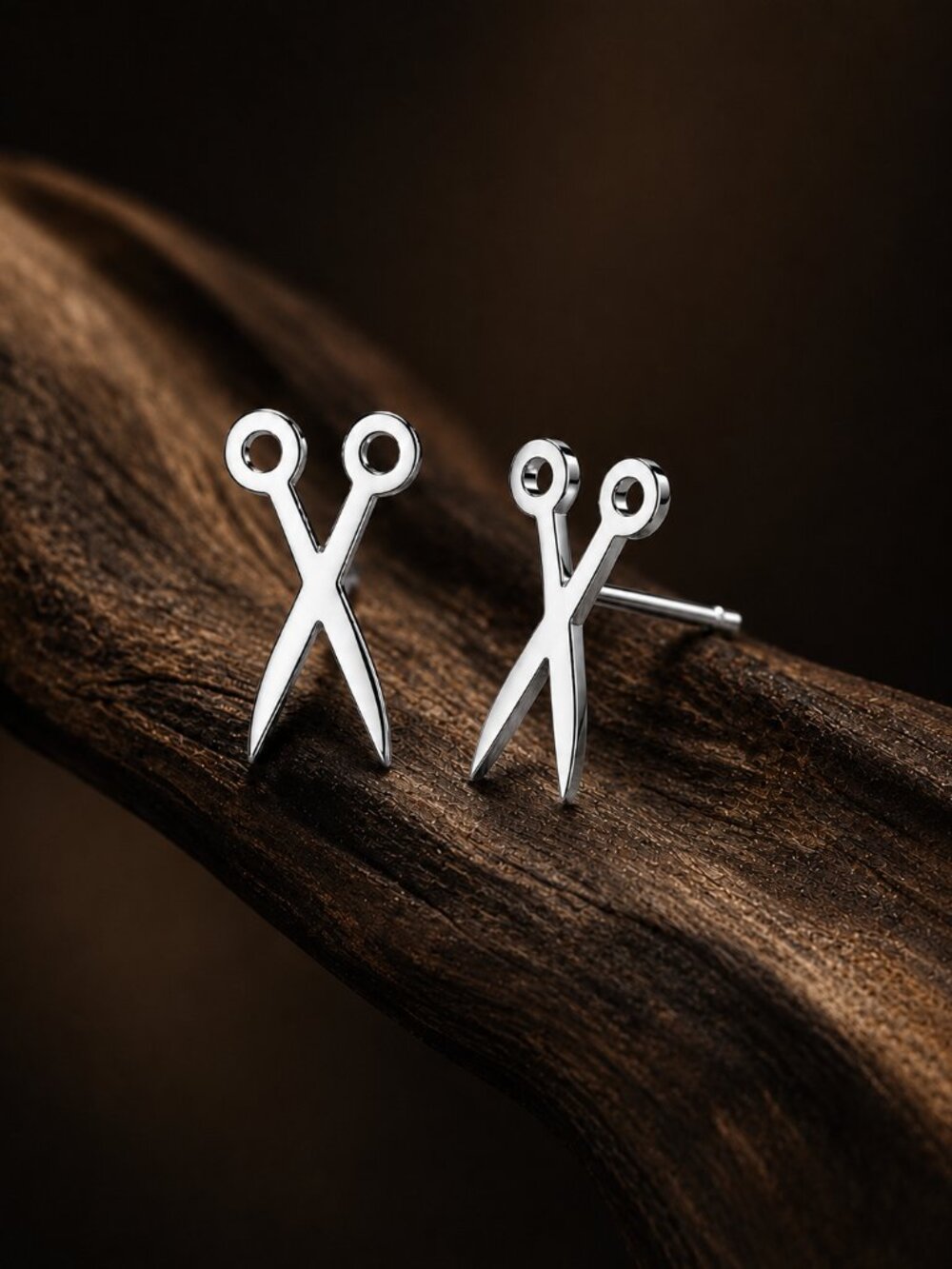 Stainless Steel Scissor Stud Earrings Hypoallergenic